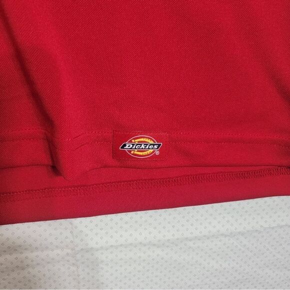 Dickies Polo Shirt Mens Large Red Short Sleeve Three Button Polyester Polo - Picture 4 of 8